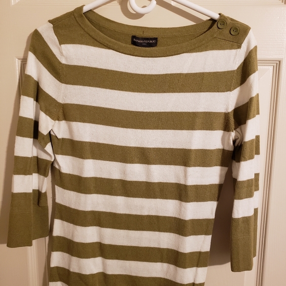 2/$30 Banana Republic Factory 3/4 Sleeve Striped Sweater Soft Angora - Picture 4 of 11
